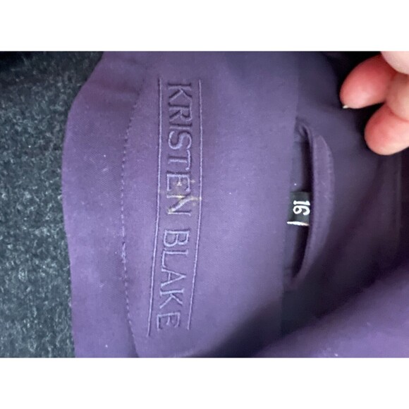 Kristen Blake Trench Coat Purple Polyester Wool Blend Lined Plus Size 16 - Picture 10 of 11